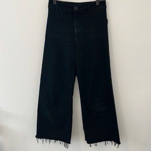 Zara Black marine straight jeans raw hem Sz 4